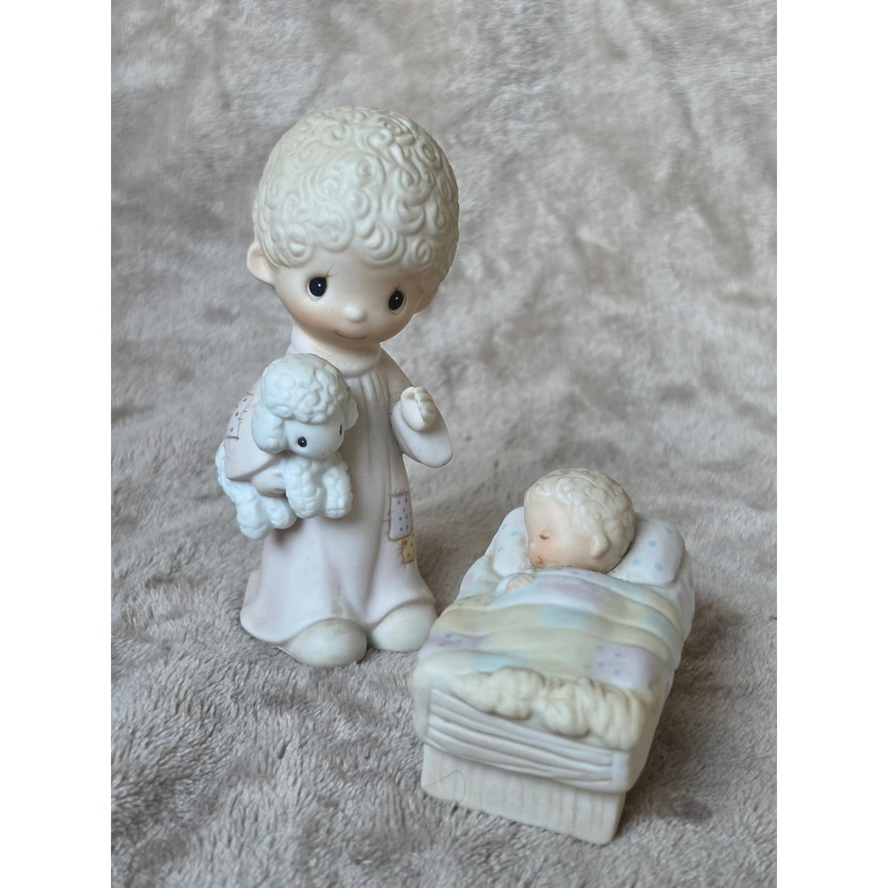 Precious Moments Come Let Us Adore Him 1979 Nativity Shepherd Boy Baby Jesus